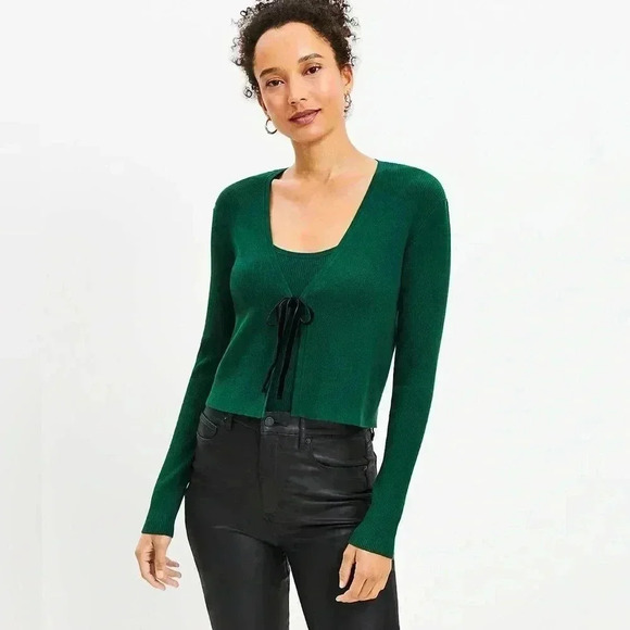 LOFT Sweaters - LOFT Velvet Tie Cardigan